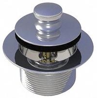WATCO Drain Stopper: Brass/PVC, Chrome-Plated, 2 in Overall Dia, Lift and Turn (MPN 58305-CP). Key specifications — Color: Silver; Includes: Strainer Body; Material: Brass.