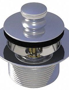 WATCO Drain Stopper: Brass/PVC, Chrome-Plated, 2 in Overall Dia, Lift and Turn (MPN 58305-CP). Key specifications — Color: Silver; Includes: Strainer Body; Material: Brass.