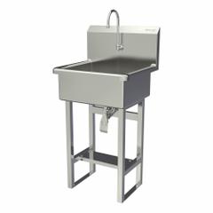 SANI-LAV Wash Station: 46 1/2 in Overall Ht, 20 in Bowl Lg, 9 in Bowl Dp, 0.5 gpm Flow Rate, 16 ga (MPN 524FK1.5). Key specifications — Includes Side Splash: Side Splash Not Included; Brand: SANI-LAV.
