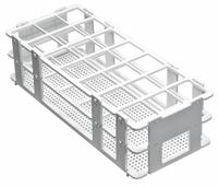 Tube Rack: 4 1/8 in Overall Wd, 2 1/2 in Overall Ht, 9 3/4 in Overall Lg, Polypropylene, White (MPN F18745-0004). Key specifications — Material: Polypropylene; Mounting Location: Benchtop; Color: White; Product Type: Test Tube Rack; Total Holding Capacity: (21) Places; Brand: SP SCIENCEWARE.