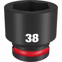 MILWAUKEE Standard Impact Socket: 3/4 in Drive Size, Metric, 38 mm Socket Size, 6-Point, Std (MPN 49-66-6376). Key specifications — attr1215501: MILWAUKEE; attr1215515: Black Phosphate; attr1215518: 38 mm.
