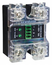 CRYDOM Dual Solid State Relay: Surface Mounted, 50 A Max Output Current, SCR, AC Output (MPN CC4850W3V). Key specifications — Brand: CRYDOM; Current Type: AC; Electrical Connection: Screw Clamp; Finger Safe: Yes; Input Current: 10 mA; Maximum Output Current without Heat Sink: Not Recommended; Mounting Style: Panel; Output Voltage: 48 to 600V AC.