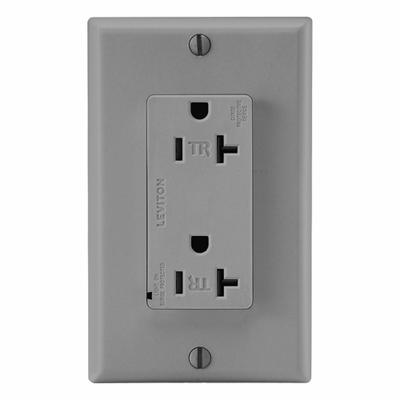 LEVITON Plugs and Receptacles: Duplex, 5-20, Gray, 125V AC, 20 A, 2 Pole / 3 Wire (MPN T5380-GY) - General Purpose Receptacles