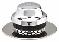 WATCO Drain Stopper: Plastic/Stainless Steel, Chrome-Plated, 2 7/8 in Overall Dia, Toe Touch (MPN 48750-FA-CP-G). Key specifications — Color: Silver; Includes: Silicone Adhesive; Material: Plastic.