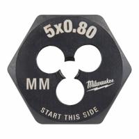 MILWAUKEE Hex Threading Die: M5x0.8 Metric, 1 in Hex Wd, Black Oxide Carbon Steel (MPN 49-57-5329)