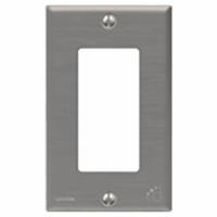 LEVITON Wall Plate: Decorator-Rocker, 1 Gang, Silver, Std Size (MPN 84401-A40). Key specifications — Brand: LEVITON; Material: Stainless Steel.