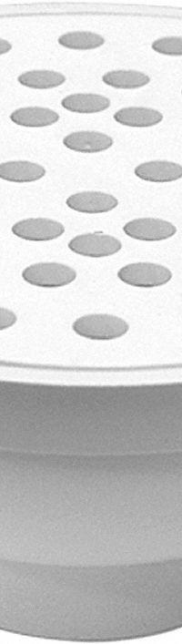 OATEY Floor Drain: 6 5/8 in Overall Dia, 6 3/4 in Grate Size, 2 in Nominal Pipe Size, Solvent Weld (MPN 43596). Key specifications — Color: White; Connection Type: Solvent Weld; Brand: OATEY; Includes: Screw-In Strainer.