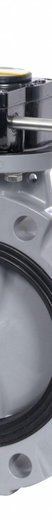 HAYWARD Butterfly Valve: 6 in Pipe Size, Concentric, 150 psi Max. Pressure (CWP), Grooved, CPVC, 19 (MPN BYV22060A0NGI00). Key specifications — Brand: HAYWARD; Handle Type: Gear Operated Handwheel; Disc Material: CPVC.
