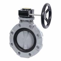 HAYWARD Butterfly Valve: 6 in Pipe Size, Concentric, 150 psi Max. Pressure (CWP), Grooved, CPVC, 19 (MPN BYV22060A0NGI00). Key specifications — Brand: HAYWARD; Handle Type: Gear Operated Handwheel; Disc Material: CPVC.