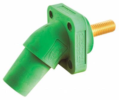 HUBBELL Single Pole Receptacle: Green, Angled Taper Nose Mating, Threaded Stud Termination - Receptacles with Threaded Stud Terminations