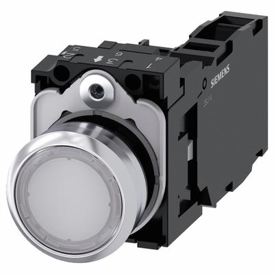 Siemens Illuminated Push Button: Illuminated, Flush Profile, Non-Metallic, 22 mm - Illuminated Flush-Mount Push Buttons