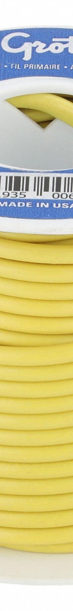 GROTE Primary Automotive Wire: GPT, 25 ft, 1 Conductor, 16 AWG, Yellow, 60 V Volt (MPN 89-8011). Key specifications — Brand: GROTE.