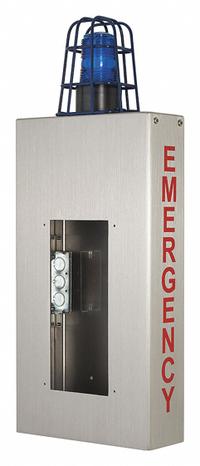 AIPHONE Emergency Phone Tower Box: Caged Light, Gray, Emergency, Caged Light/Emergency Lettering (MPN WB-CE). Key specifications — Color: Gray; Brand: AIPHONE; Manufacturer Part Number: WB-CE; Features: Meets ADA Requirements for Signage and Call Button Mounting Height; Includes: Caged Light; Material: Stainless Steel; Product Type: Emergency Telephone Towers; Mounting Location: Wall.