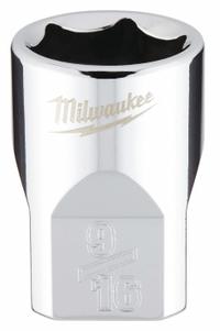 MILWAUKEE Standard Socket: SAE, 3/8 in Drive Size, 9/16 in Socket Size, 6-Point, Std, Chrome (MPN 45-34-9065). Key specifications — attr1204417: MILWAUKEE; attr1204392: Chrome.