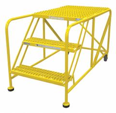 COTTERMAN Work Platform: 2.5 ft Platform Ht - Max, 36 in x 48 in, Steel, 800 lb Load Capacity (MPN 3WP3648A3B8AC2P6). Key specifications — Folding: Not Foldable; Mobility: Rolling; Components Included: Rubber Foot Pads; Use Location: Indoor; Brand: COTTERMAN; Color: Yellow; Height Adjustability: Fixed Height; Includes Handrails: Handrails Not Included.