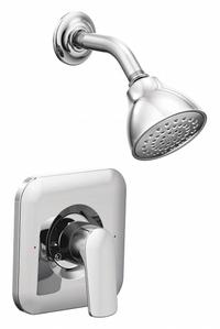 RIZON Shower Faucet: Rizon Posi-Temp T2812, 1.75 gpm Fixed Showerhead Flow Rate, Metal/Plastic (MPN T2812EP). Key specifications — Showerhead Material: Plastic; Series: Rizon Posi-Temp T2812.