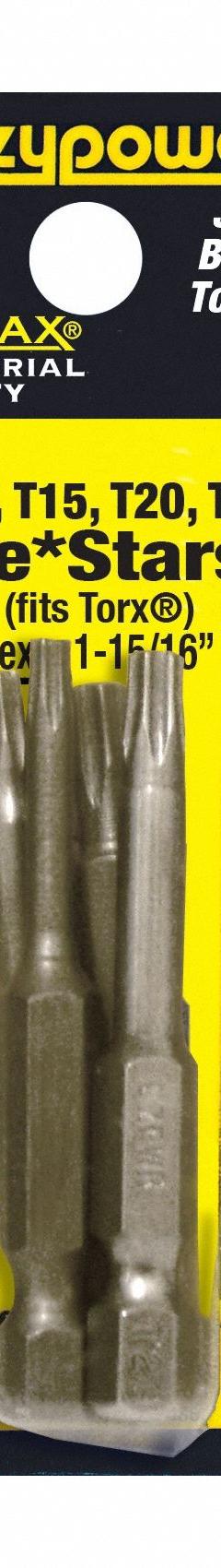 EAZYPOWER Driver Bit: Power Bit, T20 Bit Size, Imperial, Torx® Head, T20 Bit Industry Size, Std, Hex (MPN 80156). Key specifications — attr1119738: Hex; attr1119735: Imperial; attr1119740: Standard; attr1119734: S2 Steel; attr1119737: Power Bit; attr1119741: EAZYPOWER.