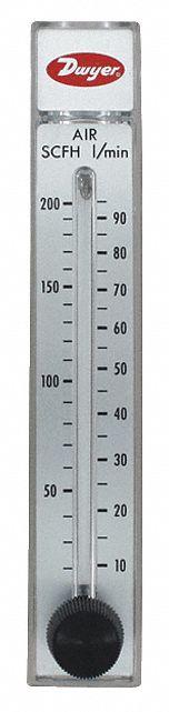 DWYER Flowmeter: Variable Area Flowmeter, Variable Area, Panel Mount, Vertical, Gallons/Liters, FNPT (MPN RMB-56-SSV). Key specifications — O-Ring Material: Neoprene; Includes Flow Rate Adjustment Knob: Yes; Mounting Orientation: Vertical; Unit Of Measure: Gallons; Brand: DWYER; Accuracy: 3%.