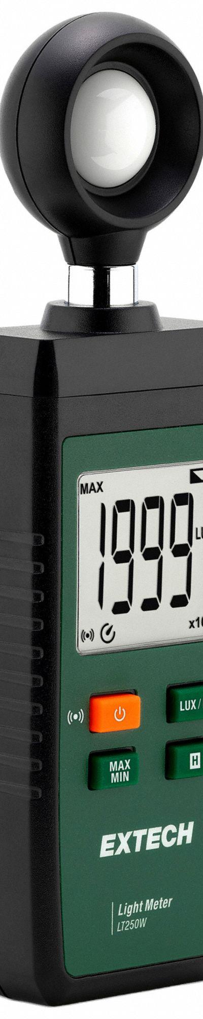 EXTECH Light Meter: ±4%/±5% Light Level Accuracy, LCD with Backlight, Wireless - Standard Light Meters