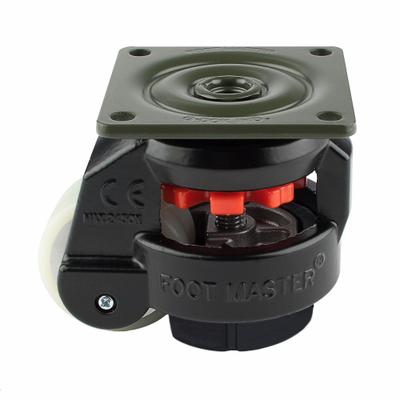 FOOT MASTER Plate Caster: Polyurethane Tread, 50 mm Wheel Dia, 82 mm Mounting Ht - General Purpose Leveling Plate Casters