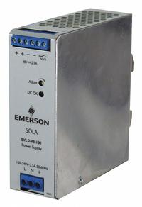 SOLAHD DC Power Supply: DIN Rail, 120 W Output Power - Rated, 2.5 A Current - Output, Single Phase (MPN SVL248100). Key specifications — attr1044898: Single; attr1044874: Plastic; attr1044879: 100 to 240V AC; attr211400: SOLAHD.