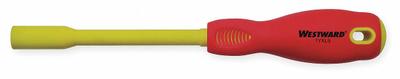 WESTWARD Solid Round Shank Nut Driver: Straight, Metric, Without Magnetized Tip - Insulated Nut Drivers