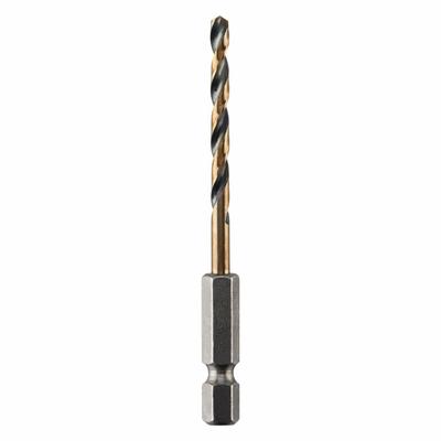 DEWALT Hex Shank Drill Bit: 9/64", 135° Split Point, Black & Gold HSS - Dewalt Impact Ready Drill Bits