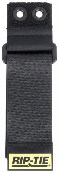 RIP-TIE Hook-and-Loop Cinch Strap: 16 in Lg, 4.00 in, 2 in Wd, 90 lb Tensile Strength, Black (MPN O-16-G1P-BK). Key specifications — Color: Black; Brand: RIP-TIE; Includes: Brass Grommets; Max. Bundle Dia.: 4.00 in.