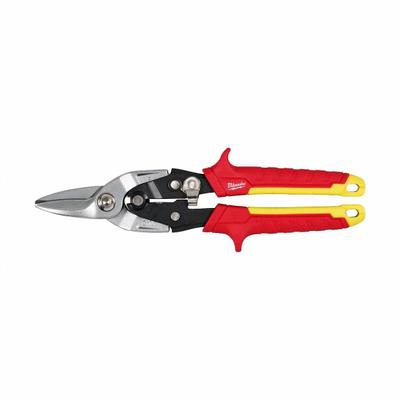 MILWAUKEE Aviation Snip: Straight, 10 in Overall Lg, 1 1/2 in Cutting Lg, Steel, TPR - Aviation Snips