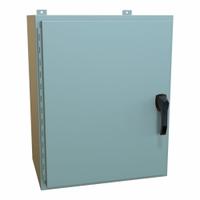 HAMMOND Enclosure: Steel, 30 in x 24 in x 16 in, NEMA 12/13/3R/4, Solid Cover, Hinged (MPN HW302416GYHK). Key specifications — Closure Method: Handle; Brand: HAMMOND; Knockouts: Not Included.
