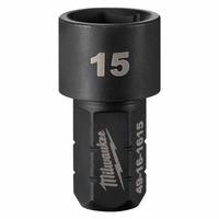 MILWAUKEE Impact Socket: SAE/Metric, 15 mm Socket Size, 6-Point, Short, 1 41/64 in Overall Lg (MPN 49-16-1615). Key specifications — attr1215501: MILWAUKEE; attr1215515: Black Oxide; attr1215518: 15 mm.