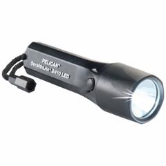 PELICAN Safety-Rated Flashlight: 183 lm, 5.45 hr Run Time at Max Brightness, 184 m Max Beam, Black (MPN 2410C). Key specifications — Brand: PELICAN; Battery Requirements - Broad: Includes 4 AA.