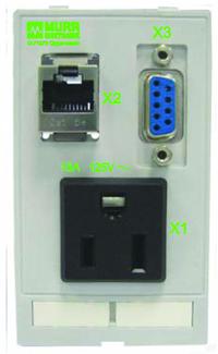 MURRELEKTRONIK Combination Insert: RJ45 Cat5E/SUB-D9, NEMA 5-15, 125 V AC Socket Volt Rating (MPN 4000-68000-4010000). Key specifications — Brand: MURRELEKTRONIK; Socket Configuration: NEMA 5-15; Data Port Configuration: (1) RJ45 CAT5e; Insert Design: Power Insert.