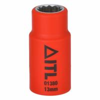 ITL Socket Wrench Set: 1/2 in Drive Size, 13 Pieces, 5/16 in to 7/8 in Socket Size Range, 12-Point (MPN 03180). Key specifications — attr1204555: ITL; attr1206530: 9-21/32 Round Head Ratchet; attr1227475: 1/2 in; attr1204546: (10) 12-Point; attr1206529: 5/16 in to 7/8 in.