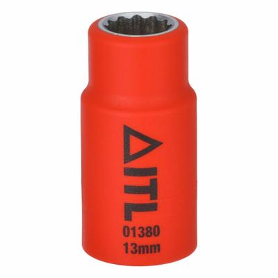 ITL Socket Wrench Set: 1/2 in Drive Size, 13 Pieces, 5/16 in to 7/8 in Socket Size Range - SAE Insulated Socket Sets with Drive Tools