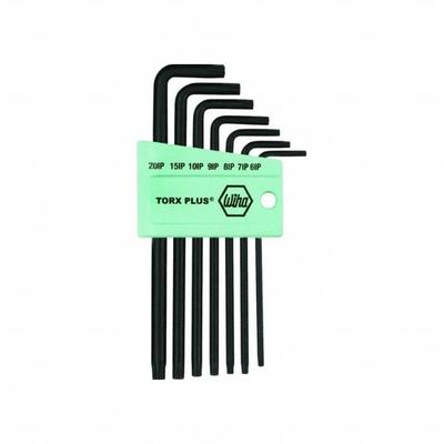 WIHA Torx Key Set: Long, 7 Pieces, IP10/IP15/IP20/IP6/IP7/IP8/IP9 Tip Size, Std End - L-Shaped Torx & Torx Plus Key Sets