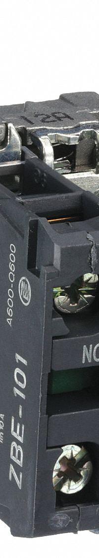 SCHNEIDER Contact Block: 22 mm Panel Mounting Size, 1NO, Momentary, ZB4 Series (MPN ZB4BZ101). Key specifications