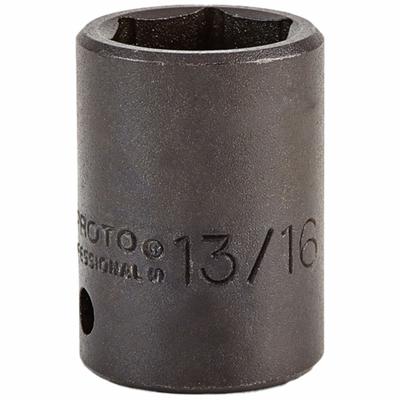 PROTO Impact Socket: 1/2 in Drive Size, SAE, 13/16 in Socket Size, 6-Point, Std - 1/2" Drive Impact Sockets