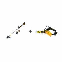 DEWALT String Trimmer Kit: 20V MAX*, Chainsaw and Trimmer, 15 in String Trimmer Cutting Wd, 9.0 Ah (MPN DCST970X1S/DCCS623B). Key specifications — Battery Capacity: 9.0 Ah; Combo Type: Chainsaw and Trimmer.