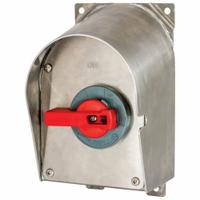 HUBBELL Enclosed Disconnect Switch: Non-Fusible, 30 A, Three Phase, 600V AC, 304 Stainless Steel (MPN HBLDS3SSR). Key specifications — Environment: Indoor/Outdoor; Phase: Three; Handle Color: Red; Housing Material: 304 Stainless Steel; Standards: UL 98; Brand: HUBBELL; For Environment: Indoor & Outdoor Rated; Product Features: Sloped Enclosure Top.