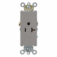 LEVITON Plugs and Receptacles: Single, 5-20, Gray, 125V AC, 20 A, 2 Pole / 3 Wire (MPN 16341-GY)