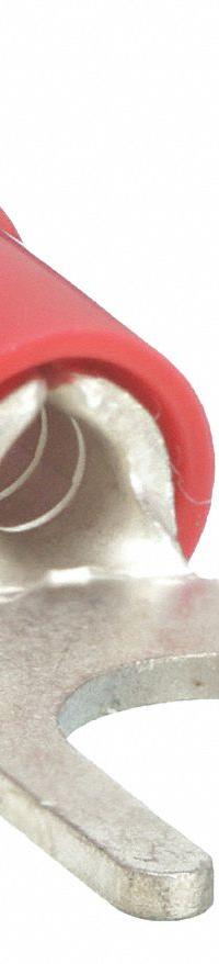 GRAINGER Fork Terminals: Red, Vinyl, #10 Stud Size, 22 AWG – 16 AWG Wire Range, Std Fork, 600 V (MPN 5WHE6). Key specifications — Barrel Style: Funnel Entry; Manufacturer Part Number: 5WHE6; Brand: GRAINGER.