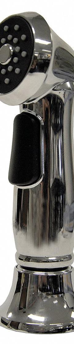 DANCO Kitchen Sprayer: Plastic, Chrome, 5 in Overall Lg, 1/2" Connection Size, NPSM, Guide (MPN 9D00010336). Key specifications — Inlet Connection Type: NPSM; Brand: DANCO; Connection Size: 1/2"; Color/Finish: Chrome; Includes: Guide; Material: Plastic; Product Type: Kitchen Sprayer.