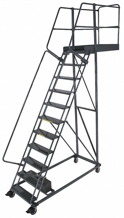 BALLYMORE Rolling Cantilever Ladder: 9.2 ft Platform Ht, Unassembled, Locking Casters - Unsupported Cantilever Ladders