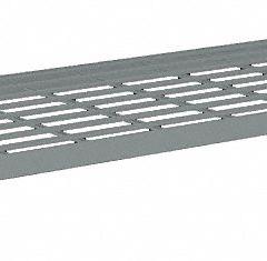TENNSCO Shelf: 42 in x 18 in, 550 lb Load Capacity, Steel, 5 ga Decking, Gray, Shelf (MPN ZAES-4218W). Key specifications — Decking Material: Steel; Includes: (2) Beams; Decking Finish: Zinc Plated; Shelf Configuration: Single Straight; Color: Gray; Frame Material: Steel; Brand: TENNSCO; Frame Finish: Zinc Plated.