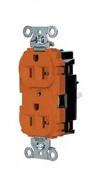 HUBBELL Receptacle: Duplex, 5-20, Orange, 125V AC, 20 A, 2 Pole / 3 Wire (MPN 5362STO)