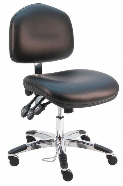 BENCHPRO Ergonomic Chair: Vinyl, Armless, Ht Range 17 in to 22 in, 21 1/2 in Seat Wd - Vinyl Lab Chairs