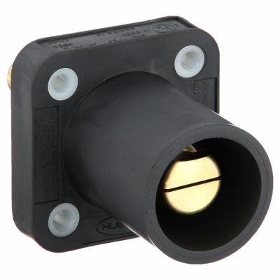 HUBBELL Single Pole Receptacle: Black, Straight Taper Nose Mating, Threaded Stud Termination - Receptacles with Threaded Stud Terminations