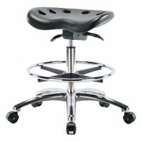Tractor Stool: Polyurethane, Ht Range 20 in to 28 in, 17 in Seat Wd, 14 in Seat Dp, 0 Glides, Black (MPN ESD-PTMBSO-CR-CF-EC). Key specifications — Brand: APPROVED VENDOR; Foot Support: Yes; Base Material: Aluminum; ESD-Safe: ESD-Safe; Number of Casters: 5.