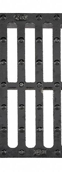 ZURN Grate: E, Rectangular, Slotted, 11 1/8 in Overall Wd, 23 3/8 in Overall Lg, 1 1/2 in Overall Ht (MPN P12-DGE). Key specifications — Color: Black; Brand: ZURN; Finish: Unfinished; Grate Surface Type: Slotted.